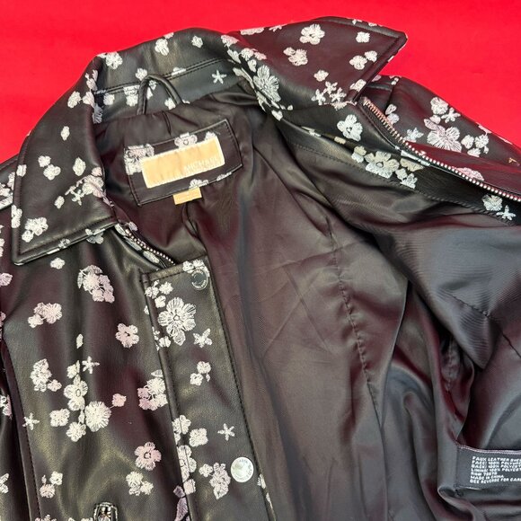 Vintage-Inspired Michael Kors Floral Unique Faux Leather Moto Jacket – XS - Picture 10 of 12